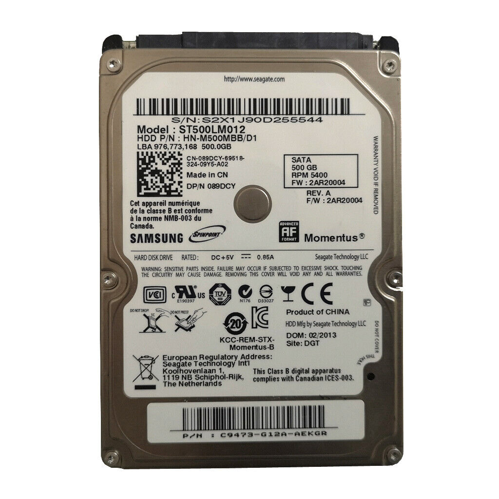 SAMSUNG ST500LM012 500GB 5.4K 6G 8MB 2.5in SATA Drive for Laptops