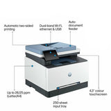 HP Color LaserJet Pro MFP 3303fdw Wireless Print Scan Copy Fax ADF Automatic 2-sided printing Touchscreen White