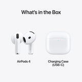 Apple AirPods 4 ANC Wireless Earbuds Bluetooth Headphones with Active Noise Cancellation USB-C Charging Case H2 Chip White