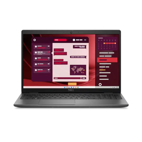 Dell Latitude 3550 laptop with a black color scheme, featuring a screen displaying a graphical user interface, positioned against a plain background.