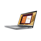 Dell Latitude 5550 laptop with a silver color scheme, displaying a graphical user interface on the screen, positioned on a flat surface.