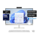 HP 27 All -in -1 Intel Core Ultra 7 155u 32GB Ram 1TB SSD Full HD Touch Screen Win11 Home Wireless Key Mouse Shell White