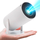 Mini Projector, HY300 Auto Keystone Correction Portable Projector with 2.4/5G WiFi, BT 5.0, 130 Inch Screen, 180 Degree Flip, Round Design, Home Video Projector with hd