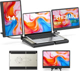 V2COM F3 14" Triple Laptop Monitor Extender, Dual Foldable Full HD Screen Extender USB-C & HDMI