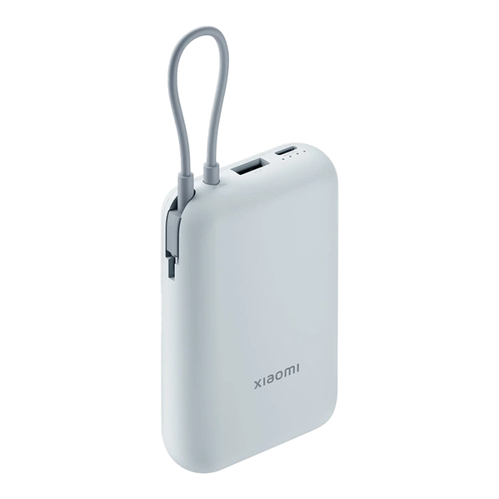  Xiaomi Power Bank 10000mAh Integrated Cable USB and USB-C Port 22.5W Ice Blue