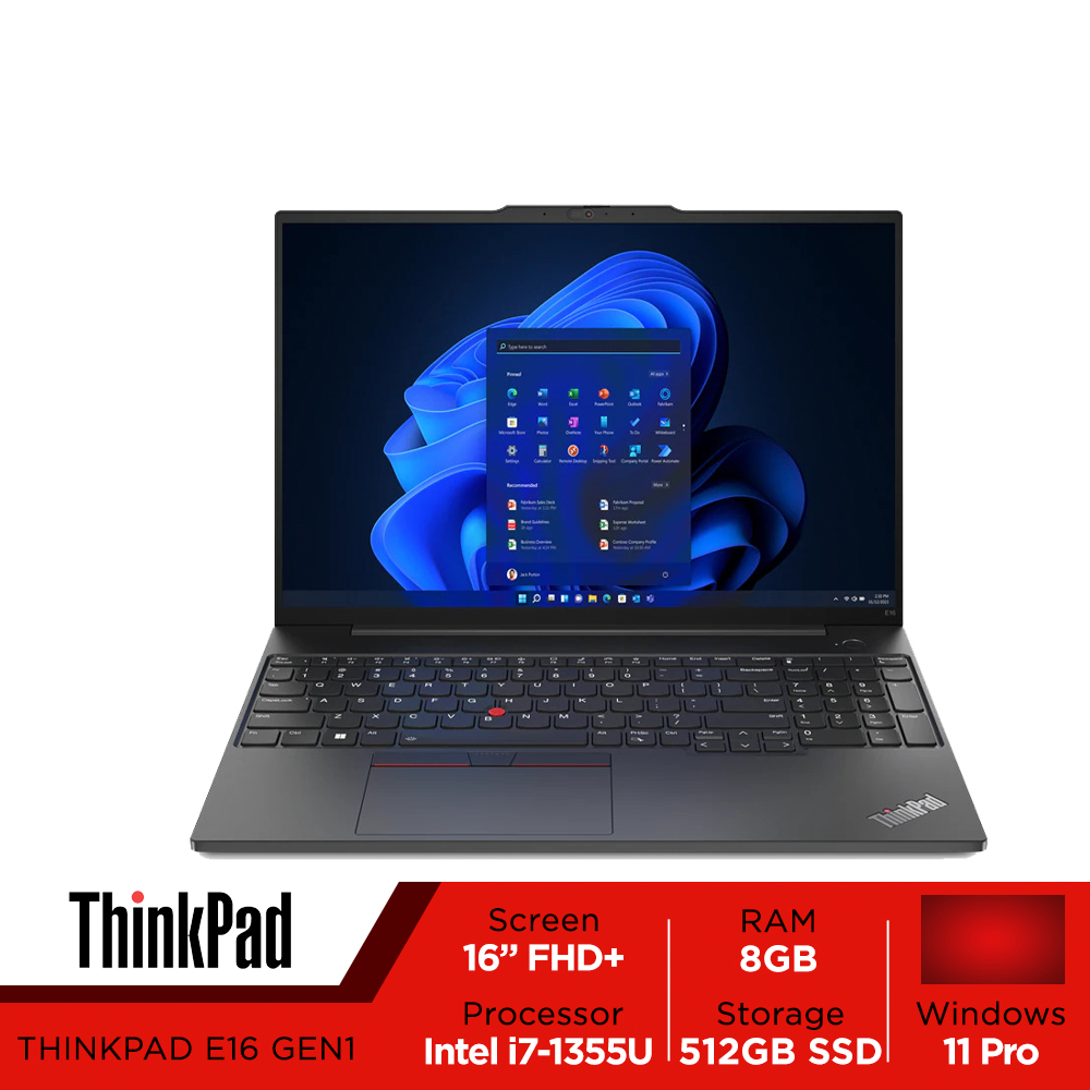 Lenovo ThinkPad E16 Business Laptop | Intel Core i7-1355U | 13th Generation | 16Gb Ram | 512Gb SSD | Windows11 | Intel Iris Xe | 16" WUXGA IPS | FingerPrint | Black