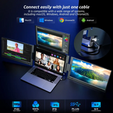 V2COM W3 Quad Screen Extender for Laptop – 14" Triple Portable Monitor Extension | FHD 1080P IPS Display | Plug & Play USB-C/HDMI | Foldable Workstation for 13”-17” Laptops (Windows, Mac, Chrome)