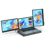 V2COM F3 14" Triple Laptop Monitor Extender, Dual Foldable Full HD Screen Extender USB-C & HDMI