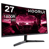 Koorui 27-Inch VA QHD Curved Gaming Monitor, 144Hz Refresh Rate, 1800R Curved, 1ms Response Time, FreeSync/G-Sync Color Gamut, DP1.2/HDMI*2, Black | 27E6QC