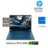 HP Victus 15-fa1657nr - Intel Core i7-13620H - 16GB RAM - 512GB SSD - Nvidia GeForce RTX 4060 8GB Graphics - 15.6" FHD IPS 144Hz Display - ENG Keyboard - Windows 11 - Performance Blue