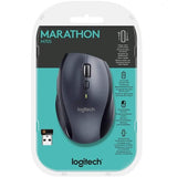 Logitech M705 Marathon Wireless Mouse 2.4 GHz 1000 DPI Laser Grade Tracking 7-Buttons Extra Thumb Buttons |Black